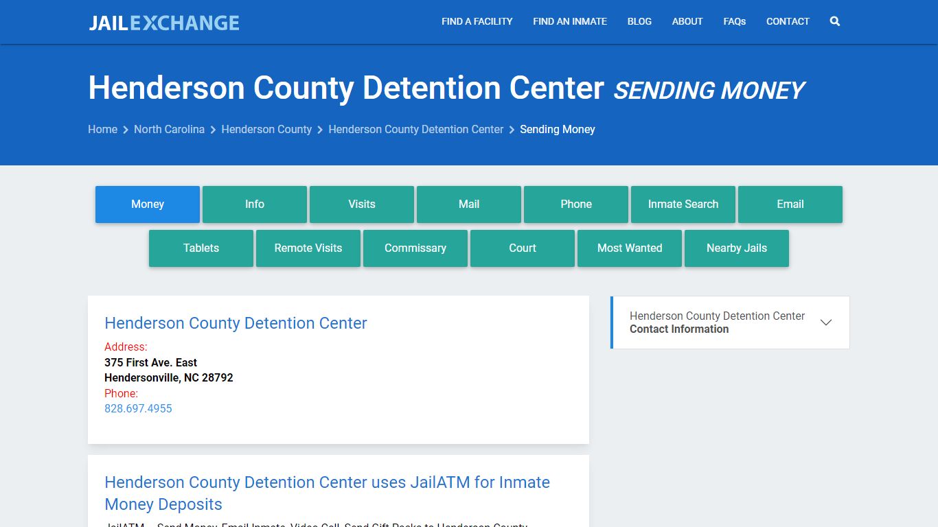 Henderson County Detention Center Sending Money - Jail Exchange